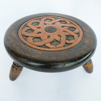 Primitive Hand Carved Gaelic Nordic Wood Stool