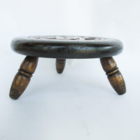 Primitive Hand Carved Gaelic Nordic Wood Stool