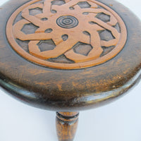 Primitive Hand Carved Gaelic Nordic Wood Stool
