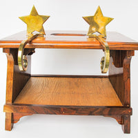 Solid Wood Hand Made Stool with Handle and Bottom Shelf