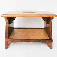 Solid Wood Hand Made Stool with Handle and Bottom Shelf