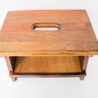 Solid Wood Hand Made Stool with Handle and Bottom Shelf