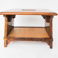 Solid Wood Hand Made Stool with Handle and Bottom Shelf