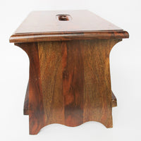 Solid Wood Hand Made Stool with Handle and Bottom Shelf