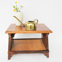 Solid Wood Hand Made Stool with Handle and Bottom Shelf
