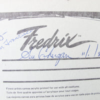 Small Vintage Mountain Landscape Painting with Original Wood Frame 1988 by Artist Sue