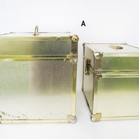 Metallic Chrome and Brass Sheet Metal Wood Trunks (Each Sold Separately)