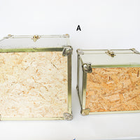 Metallic Chrome and Brass Sheet Metal Wood Trunks (Each Sold Separately)
