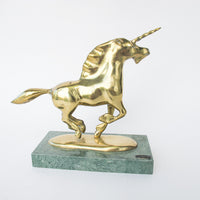 Vintage Bijan Brass and Green Marble Statue