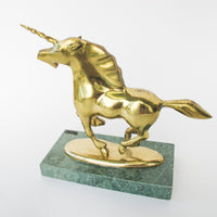 Brass Bijan Unicorn on Marble Base