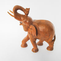 Hand Carved Wood Elephant Large Vintage