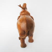 Hand Carved Wood Elephant Large Vintage