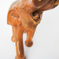 Hand Carved Wood Elephant Large Vintage