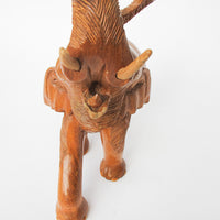 Hand Carved Wood Elephant Large Vintage