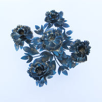 Italian Style Vintage Painted Metal Floral Candlestick Holder