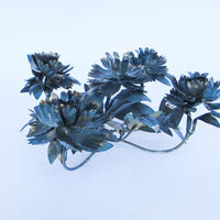 Italian Style Vintage Painted Metal Floral Candlestick Holder