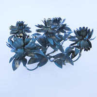 Italian Style Vintage Painted Metal Floral Candlestick Holder