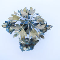 Italian Style Vintage Painted Metal Floral Candlestick Holder