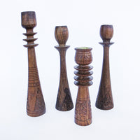 Teak Wood Candle Stick Holders Set of 4
