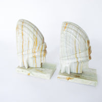 White Marble Onyx Native American Bookends