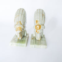 White Marble Onyx Native American Bookends