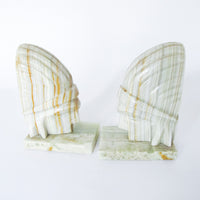 White Marble Onyx Native American Bookends