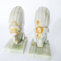White Marble Onyx Native American Bookends