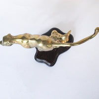 Mounted Brass Cougar Sculpture Figure Vintage