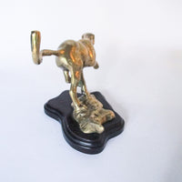 Mounted Brass Cougar Sculpture Figure Vintage