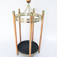 Midcentury Modern Metal and Wood Umbrella Stand