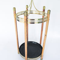 Midcentury Modern Metal and Wood Umbrella Stand