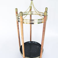 Midcentury Modern Metal and Wood Umbrella Stand
