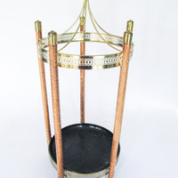Midcentury Modern Metal and Wood Umbrella Stand