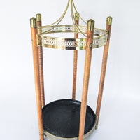 Midcentury Modern Metal and Wood Umbrella Stand