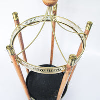 Midcentury Modern Metal and Wood Umbrella Stand