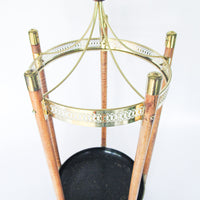 Midcentury Modern Metal and Wood Umbrella Stand