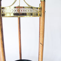Midcentury Modern Metal and Wood Umbrella Stand