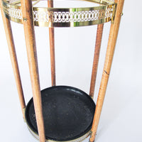 Midcentury Modern Metal and Wood Umbrella Stand