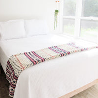 Knitted Scandinavian Style Blanket Pink Navy and White