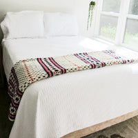 Knitted Scandinavian Style Blanket Pink Navy and White