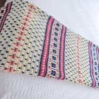 Knitted Scandinavian Style Blanket Pink Navy and White