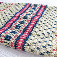 Knitted Scandinavian Style Blanket Pink Navy and White