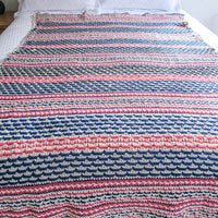 Knitted Scandinavian Style Blanket Pink Navy and White