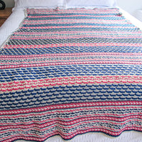 Knitted Scandinavian Style Blanket Pink Navy and White