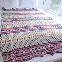 Knitted Scandinavian Style Blanket Pink Navy and White