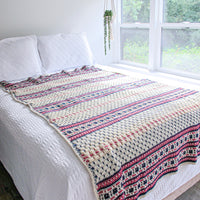 Knitted Scandinavian Style Blanket Pink Navy and White