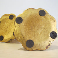 Candlestick Holders Gold Painted Ceramic 552 USA signed Vintage Freeman McFarlin pottery