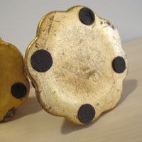 Candlestick Holders Gold Painted Ceramic 552 USA signed Vintage Freeman McFarlin pottery