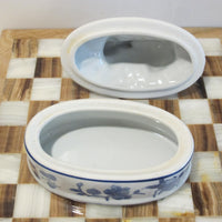 Porcelain Bunny Rabbit Box Blue and White Porcelain