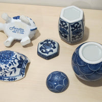 Porcelain Vase Boxes Blue and White Porcelain Fish Frog Turtle Ginger Jar